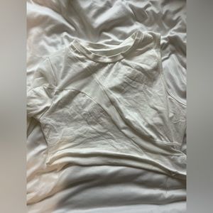 white cut out one sleeve top